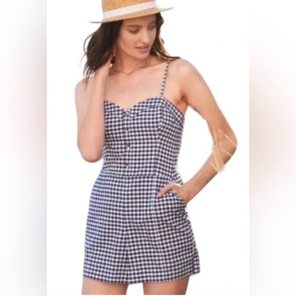 Abercrombie & Fitch Women’s Black & White Gingham Short Romper Size XL